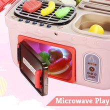 Load image into Gallery viewer, Kids Picnic Toy Kitchen PlaySet, Portable Pinic Basket Toys with Musics  Lights, Color Changing Play Foods, Fun with Friends Toy Kitchen Sets Gift for Kids Boys Girls
