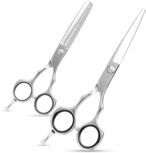 Homlynn Hair Cutting Scissors Thinning Teeth Shears Set Professional Barber Hairdressing Texturizing Salon Razor Edge Scissors Japanese Stainless Steel 5.5 inch for Baby, Children, Adults